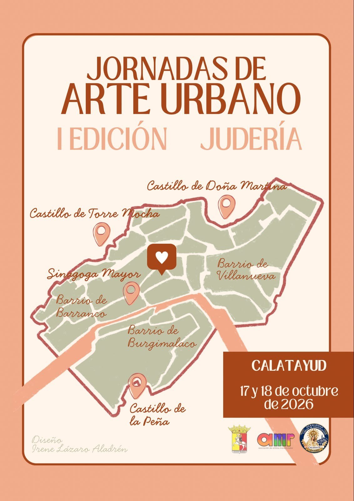 Cartel de las I Jornadas de Arte Urbano en la Judería de Calatayud, 17 y 18 de octubre de 2026
